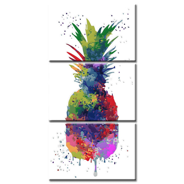Malen nach Zahlen Kunst Abstrakt bunte Ananas 3-teilig