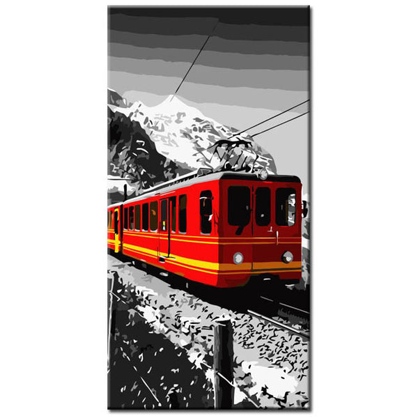 Malen nach Zahlen Kunst Landschaft Rote Bahn