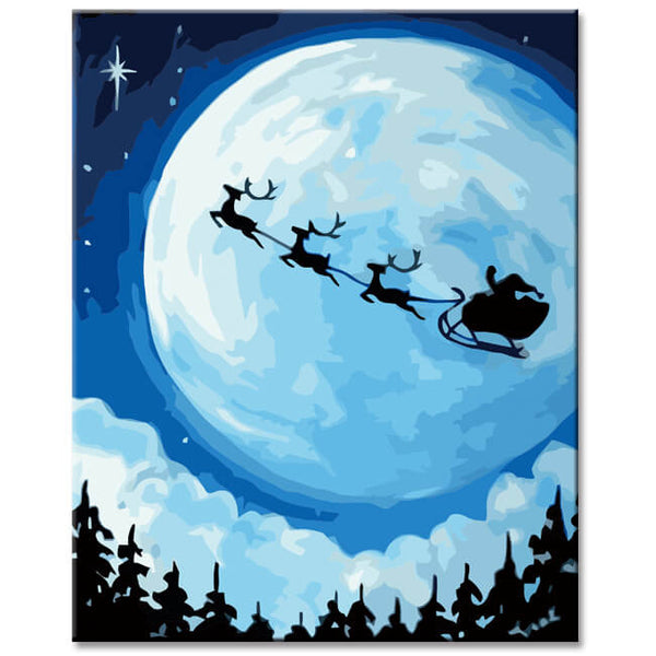 Malen nach Zahlen Weihnachtsmann und Rentier