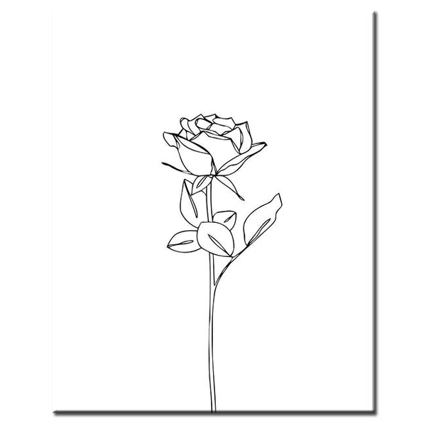 Malen nach Zahlen Strichzeichen Kunst Silhouette Rose