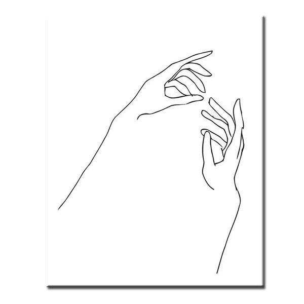 Malen nach Zahlen Strichzeichen Kunst Silhouette Hände VII