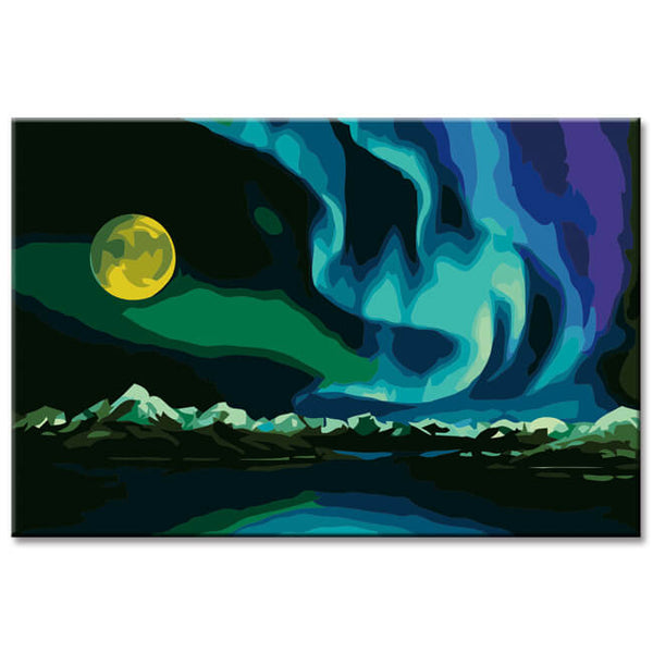 Malen nach Zahlen Mond im Polarlicht
