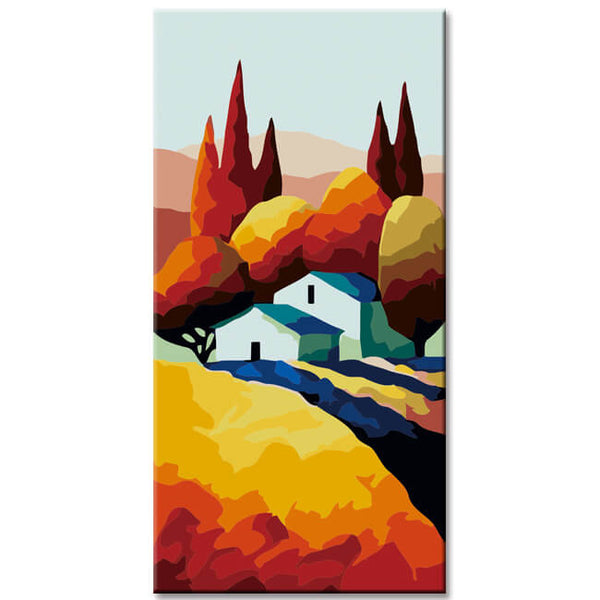 Malen nach Zahlen Folkart Volkstkunst Haus in Landschaft