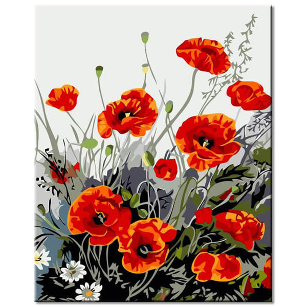 Malen nach Zahlen Rote Mohnblumen