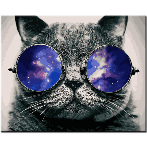 Malen nach Zahlen Katze mit Brille
