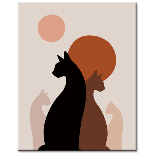 Malen nach Zahlen Katzen bei Nacht Kunst 