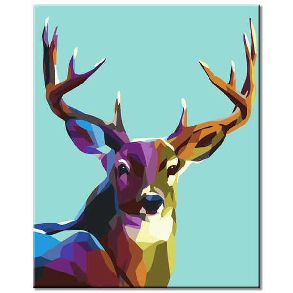 Malen nach Zahlen Polygon Art Bunter Hirsch
