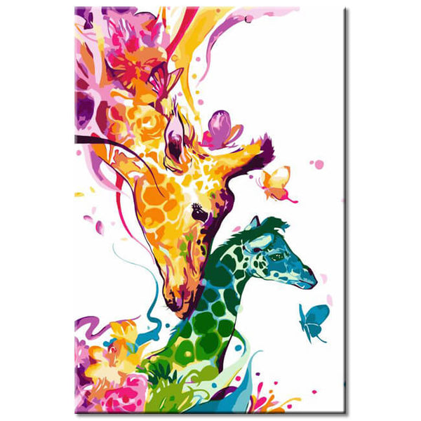 Malen nach Zahlen Aquarell Giraffe Mutter und Kind