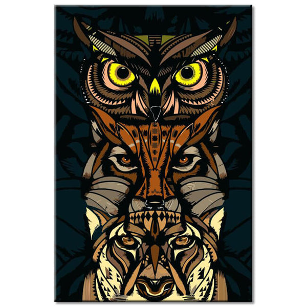 Malen nach Zahlen Eulen Totem