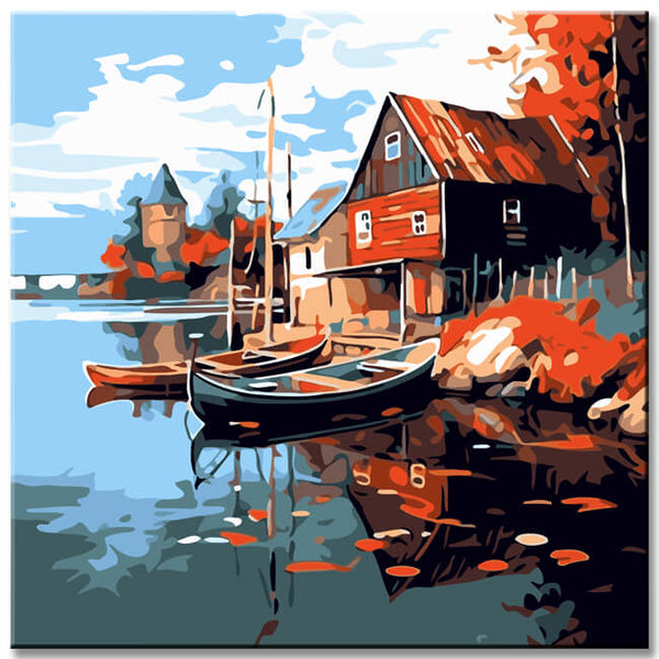 Segelboote am See Malen nach Zahlen 