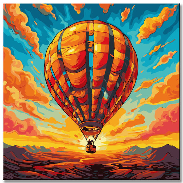 Ballon im Sonnenuntergang Malen nach Zahlen