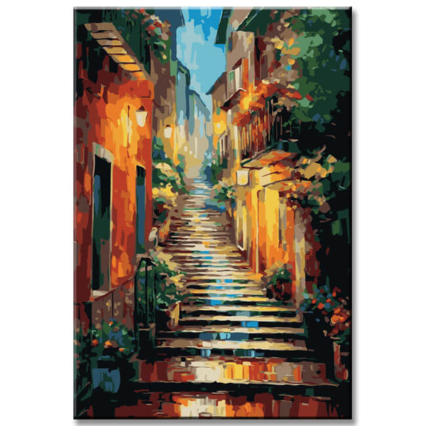 Altstadt Treppe Italien Malen nach Zahlen