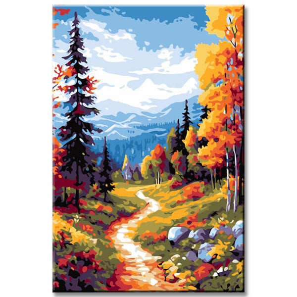 Wanderweg Wald Landschaft Malen nach Zahlen 