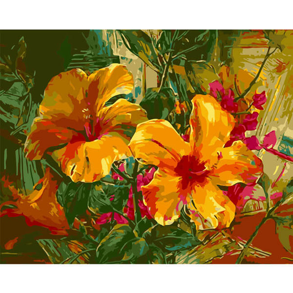 Malen nach zahlen blumen iris orange