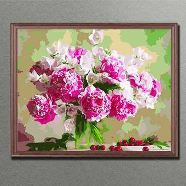 Malen nach zahlen weissrosa blumenstrauss