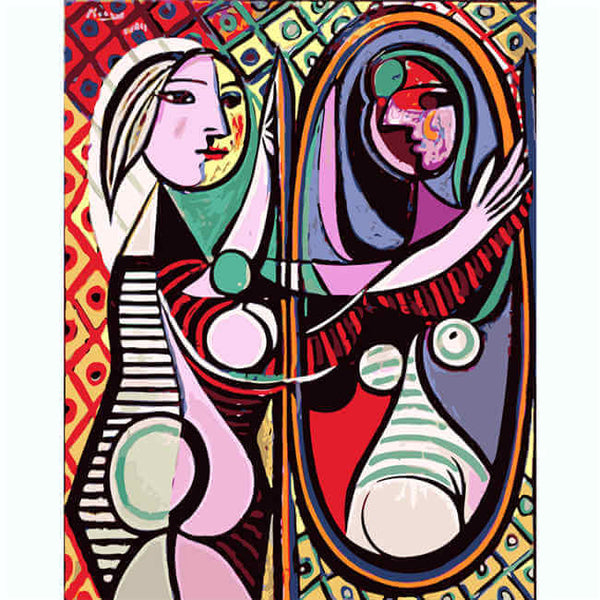 Malen nach zahlen meisterwerke picasso frau vor spiegel