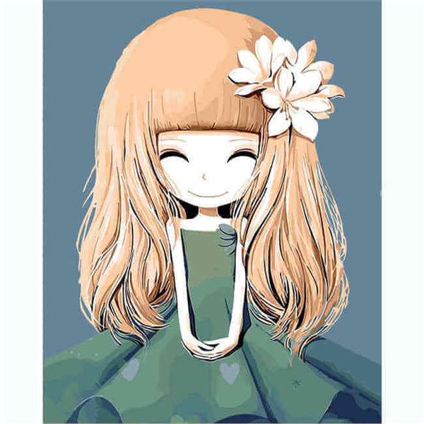 Malen nach zahlen kinder little princess mit haarblumen