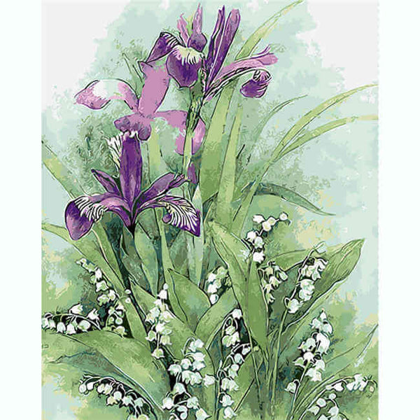 Malen nach zahlen blumen maiglockchen und iris