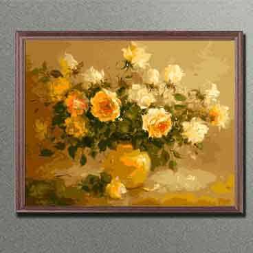 Malen nach zahlen rosen gelb blumen