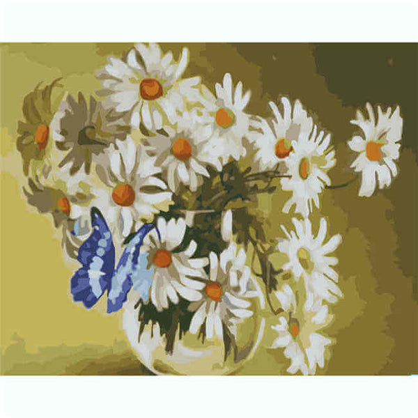 Malen nach zahlen bilder margeriten und schmetterling