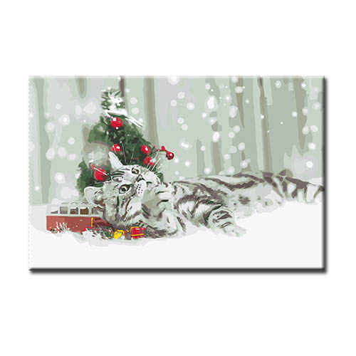 Malen nach Zahlen  Weihnachten Katze