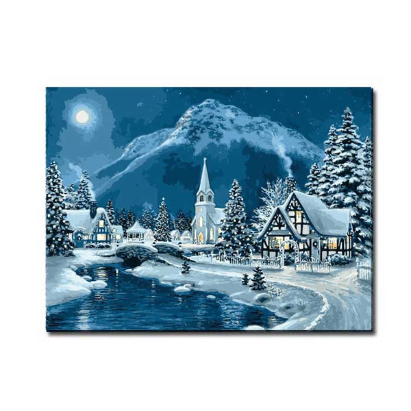 Malen nach zahlen winterdorf