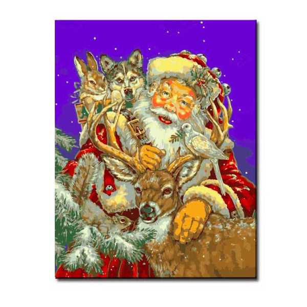 Malen nach zahlen weihnachtsmann und seine freunde