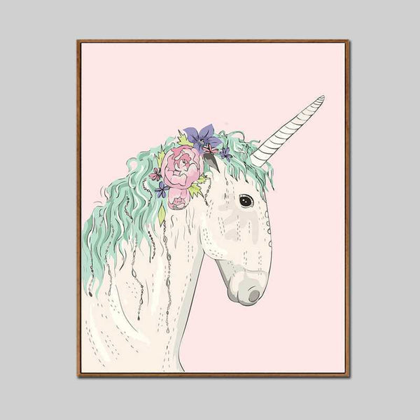 Malen-nach-Zahlen-Einhorn mit Blumen