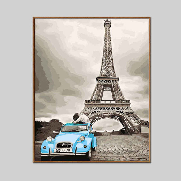 Malen nach zahlen eiffelturm und 2cv