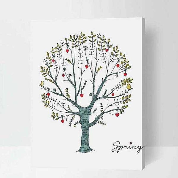 Malen nach zahlen baum fruhjahr