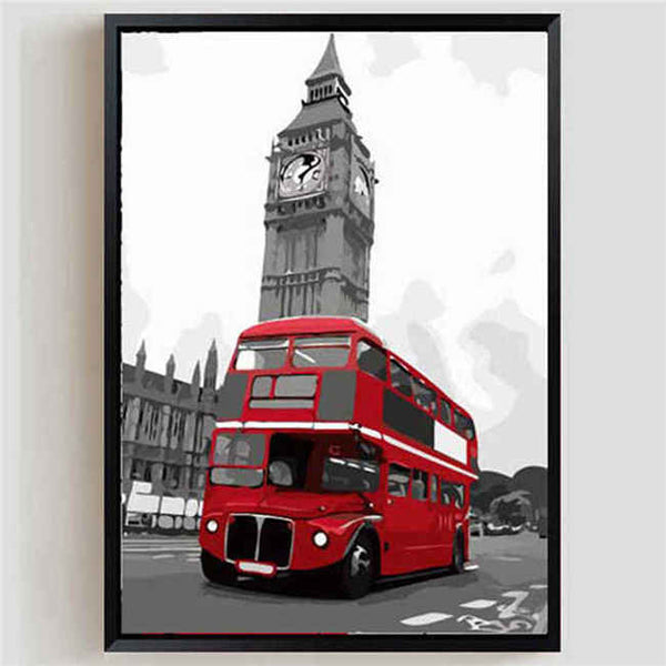 Malen nach Zahlen London Bus Big Ben