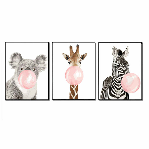 Malen nach zahlen kaugummi zebra giraffe koala baer