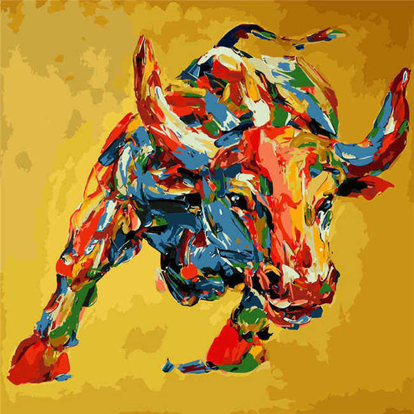 Malen nach Zahlen Großer Stier Portrait Moderne Tierkunst